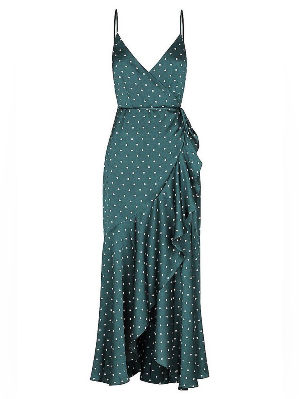 Shona Joy Martina Emerald Polka Dot Wrap Midi Dress
